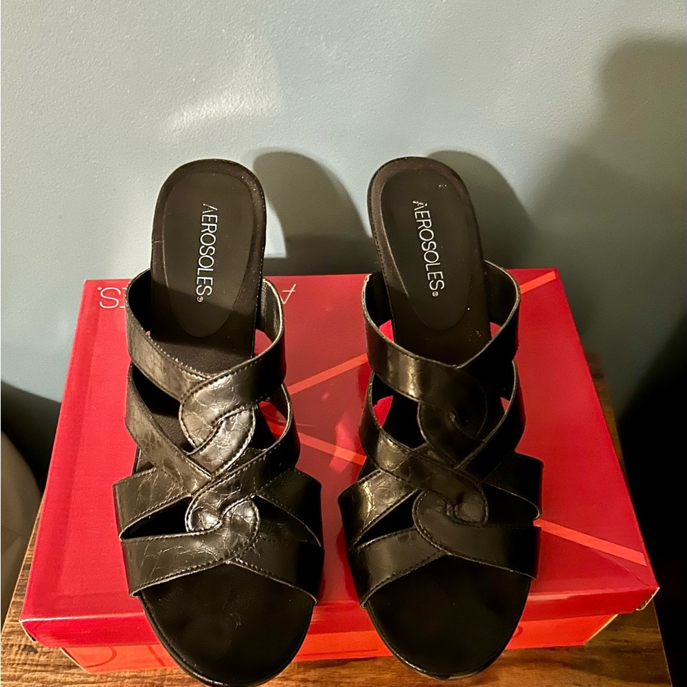 Aerosoles 2inch Black Dress Sandals